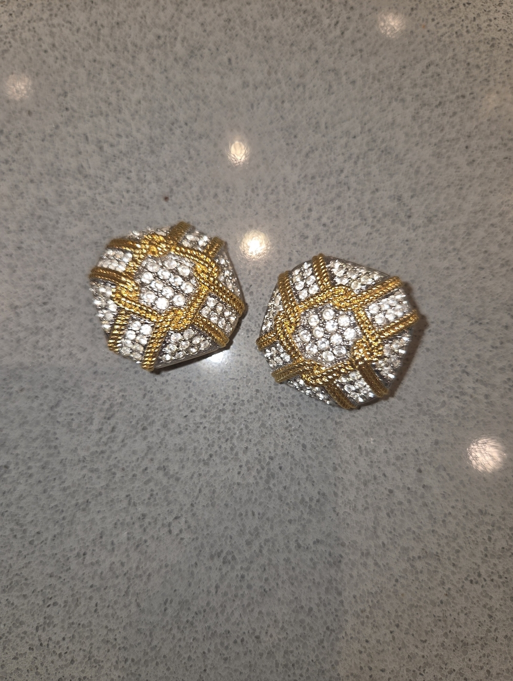 Swarovski Gold and Crystal Dome Clip-On Earrings